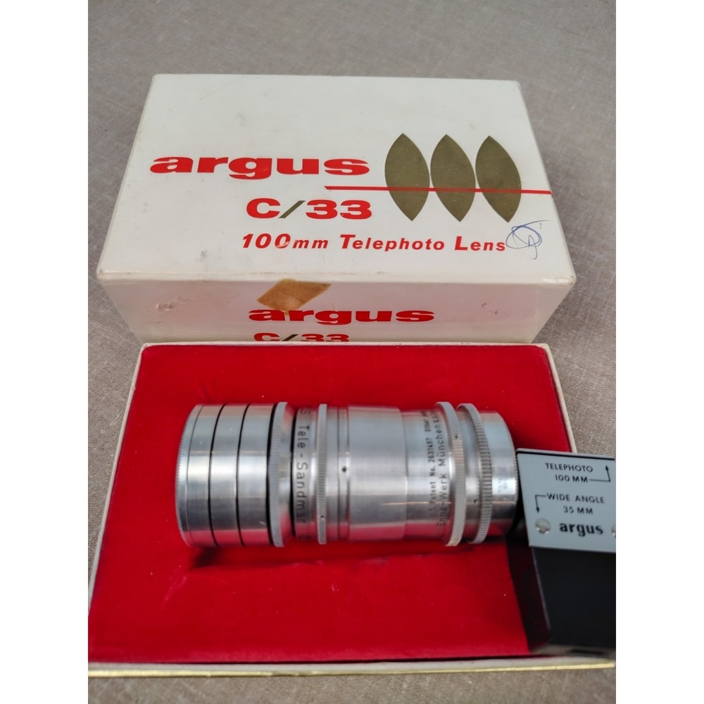 Argus Tele-Sandmar 100mm f/4.5 Lens Enna Werk Germany C3 C33 Box Viewfinder